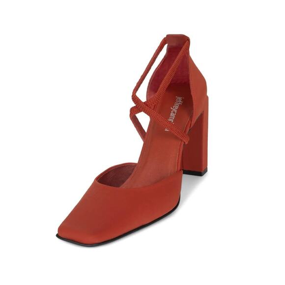 New Jeffrey Campbell Popular Square-Toe Heel Pump Rust Neoprene Women's Size 9 - Picture 1 of 9